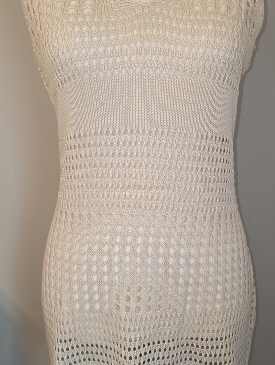 Cupshe Other - NWT Size M Cupshe Open Knit Sleeveless Swimsuit Cover Up Dress Ivory
